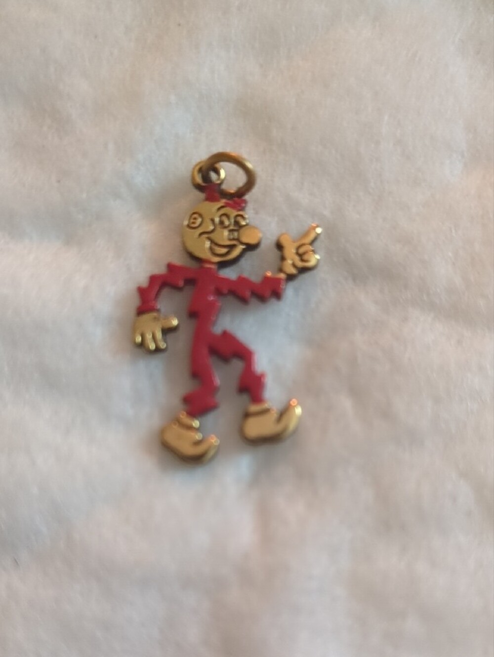 Vintage Reddy Kilowatt Red Zigzag Character Enamel Charm Pendant - Picture 2 of 3